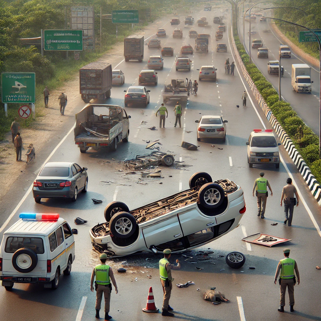 Mobil Terbalik di Ring Road Yogyakarta, Viral di Media Sosial